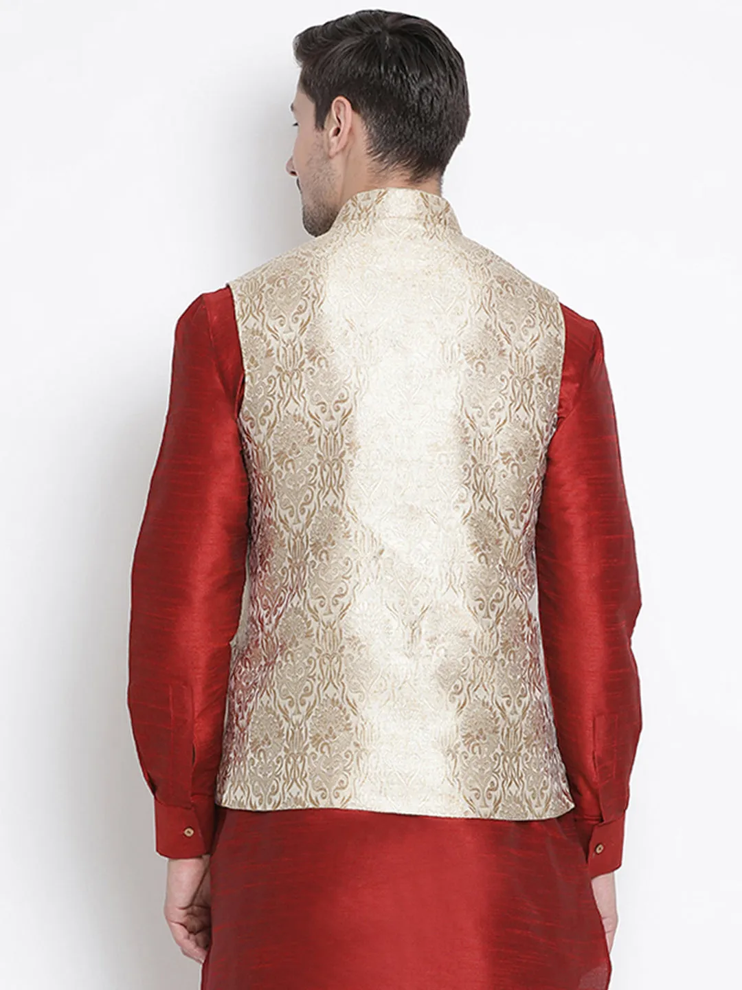 Vastramay Silk Blend Rose Gold Baap Beta Ethnic Jacket