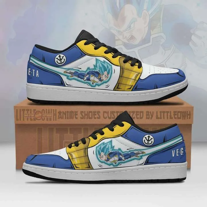 Vegeta Dragon Ball JD Low Top Sneakers Custom Super Saiyan Blue Anime Shoes