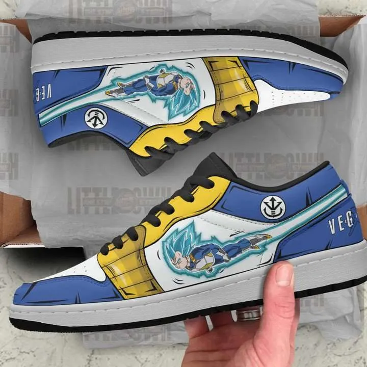 Vegeta Dragon Ball JD Low Top Sneakers Custom Super Saiyan Blue Anime Shoes