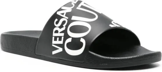 Versace Jeans Couture logo-embossed moulded-footbed slides Black