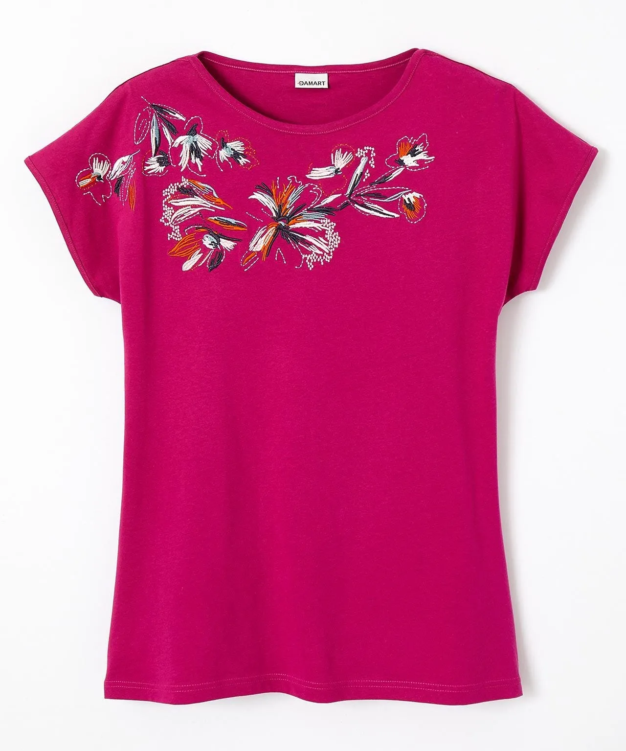 Vibrant Embroidered Cotton T-shirt