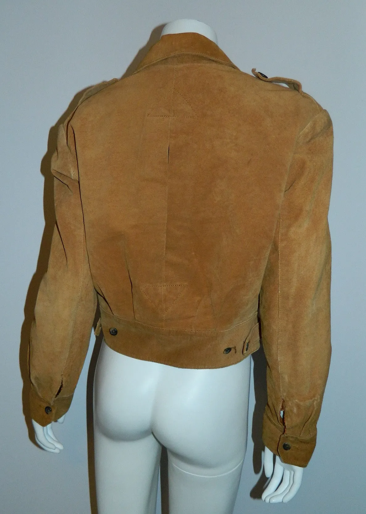 vintage 1980s rust suede jacket BANANA REPUBLIC Safari cropped leather blazer M - L