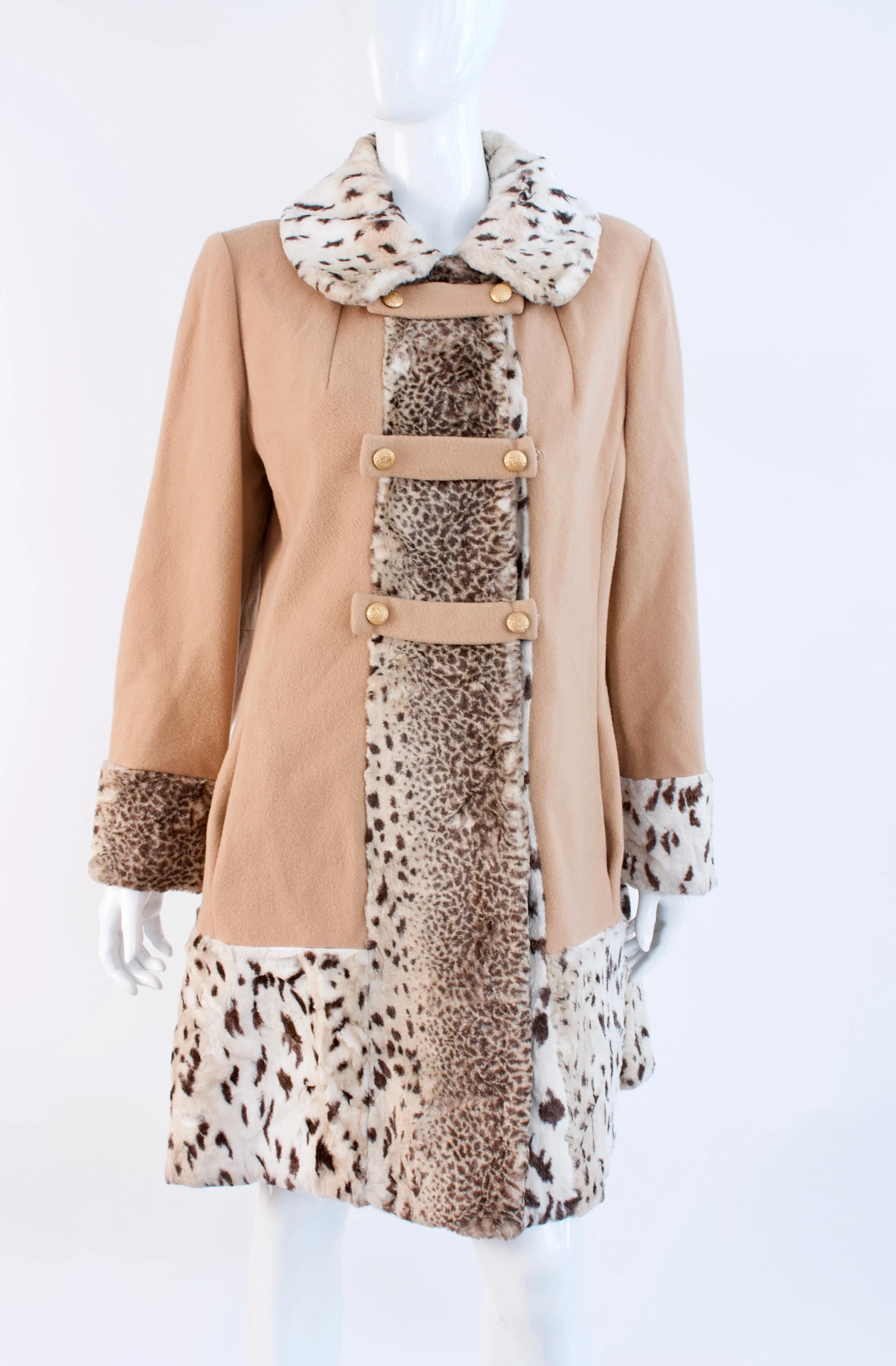 Vintage 60's Faux Fur & Wool Coat