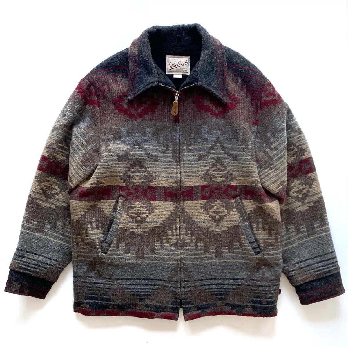 Vintage Woolrich Wool Aztec Print Sherpa-lined Car Coat