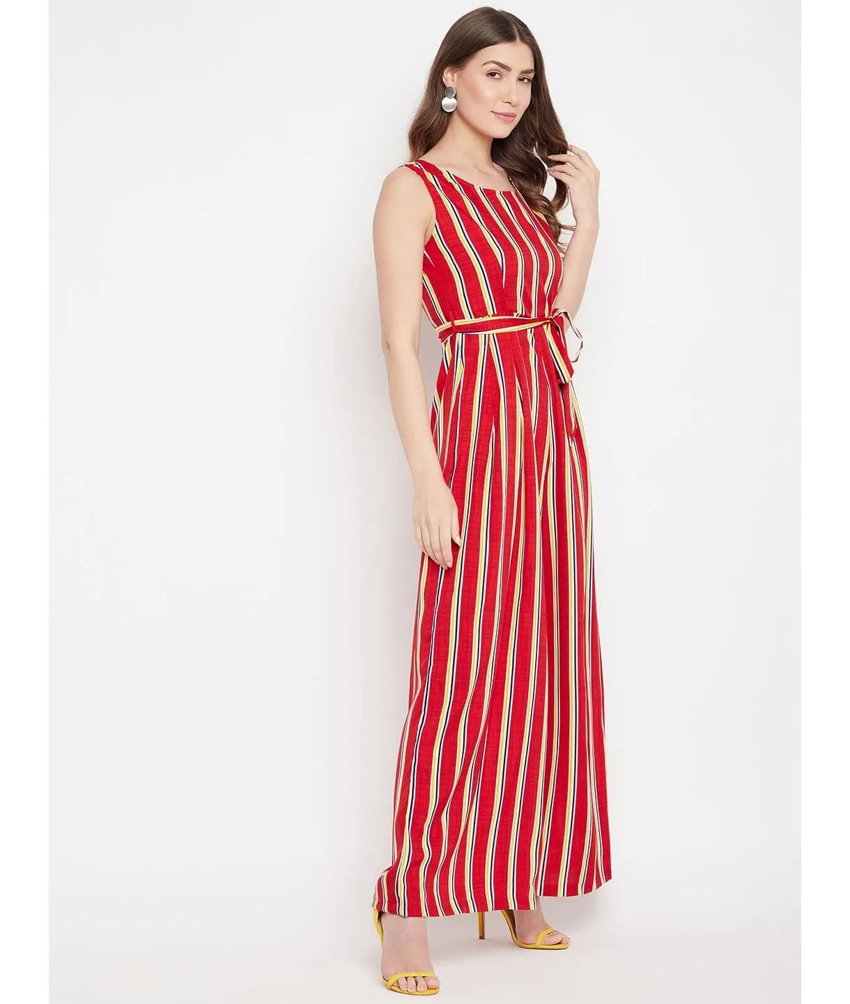 Waist-Tie Full Length Palazzo Jumpsuit