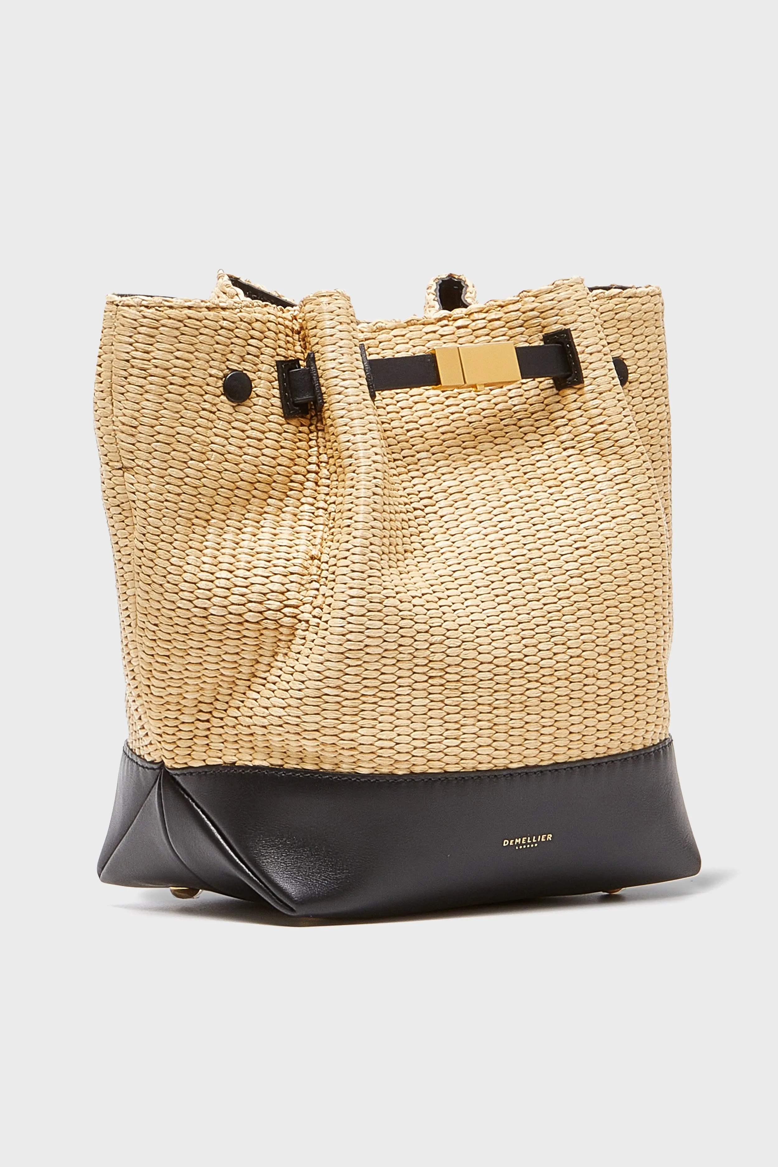 Warm Raffia and Black New York Bucket Bag