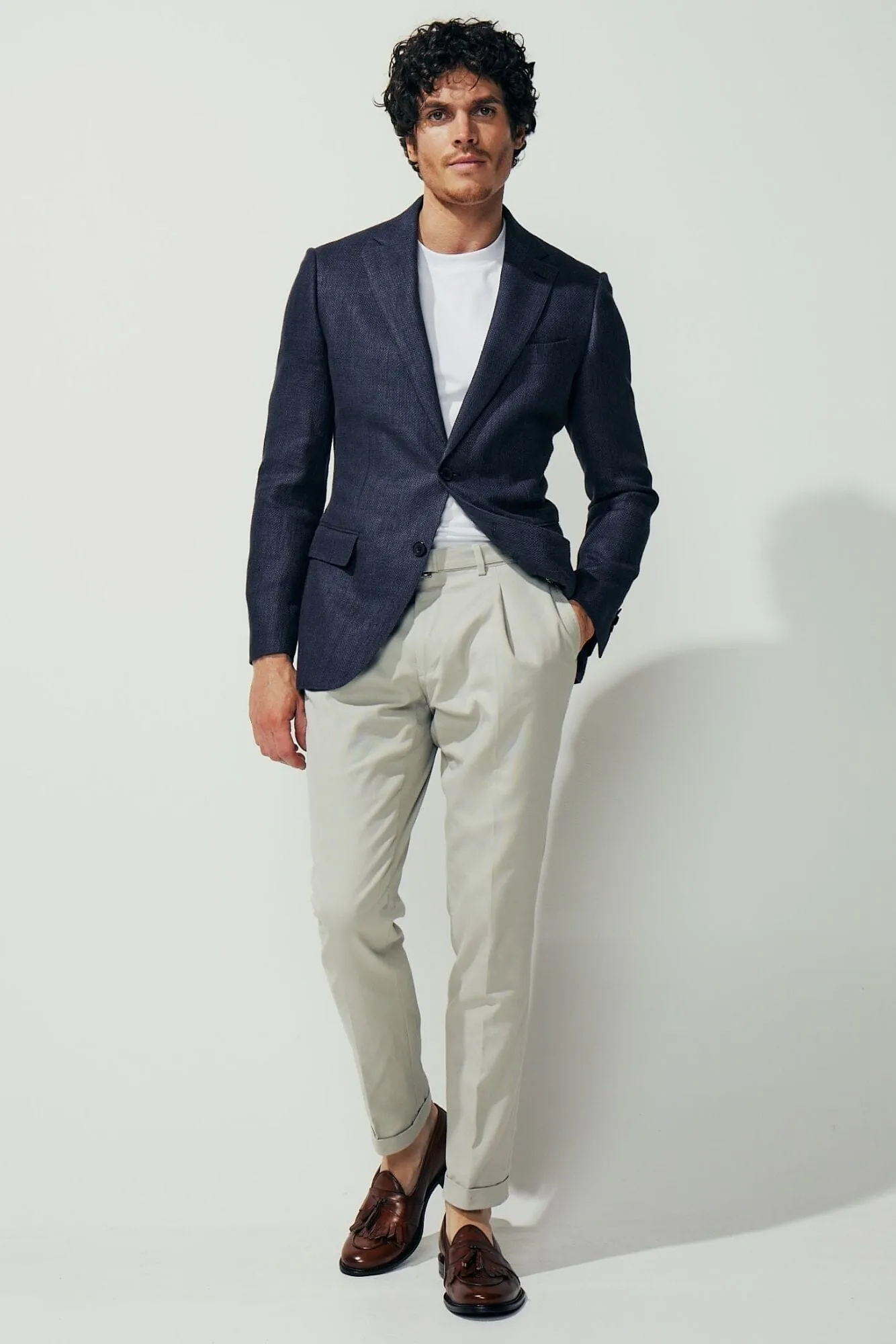 Wilhelm Sports Jacket - Dusty Navy 3D Linen Wool