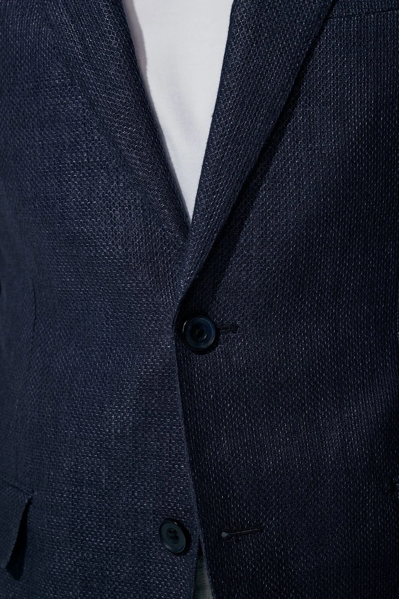 Wilhelm Sports Jacket - Dusty Navy 3D Linen Wool