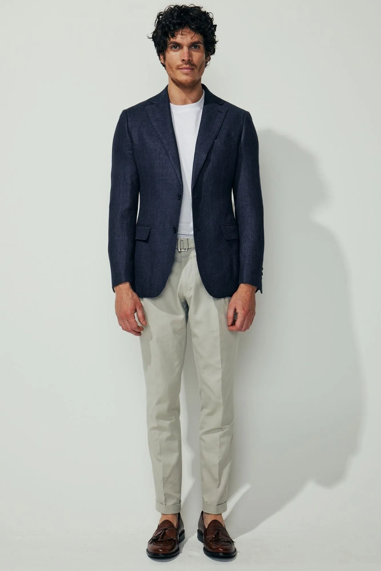 Wilhelm Sports Jacket - Dusty Navy 3D Linen Wool