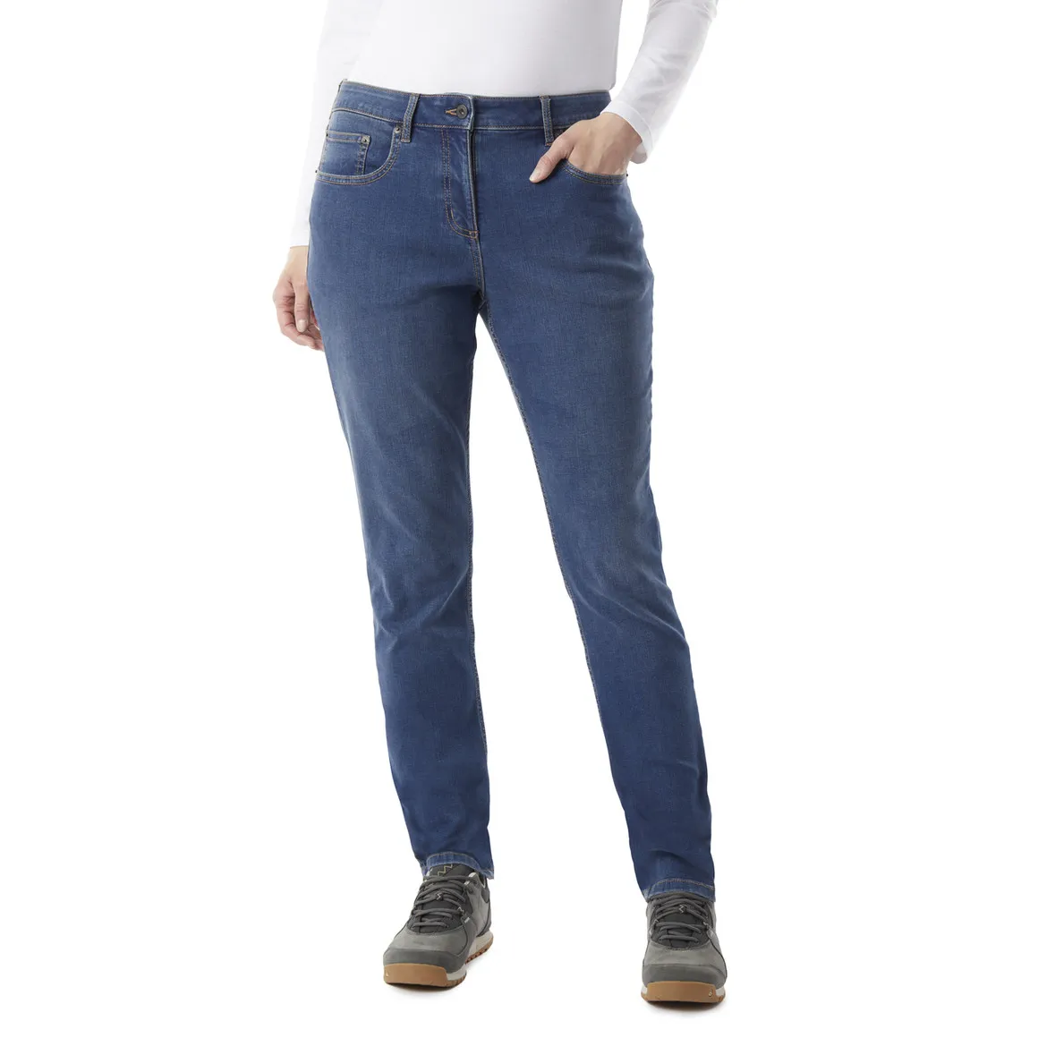 Women's Flex Tapered Fit Stretch Jeans Mid Denim