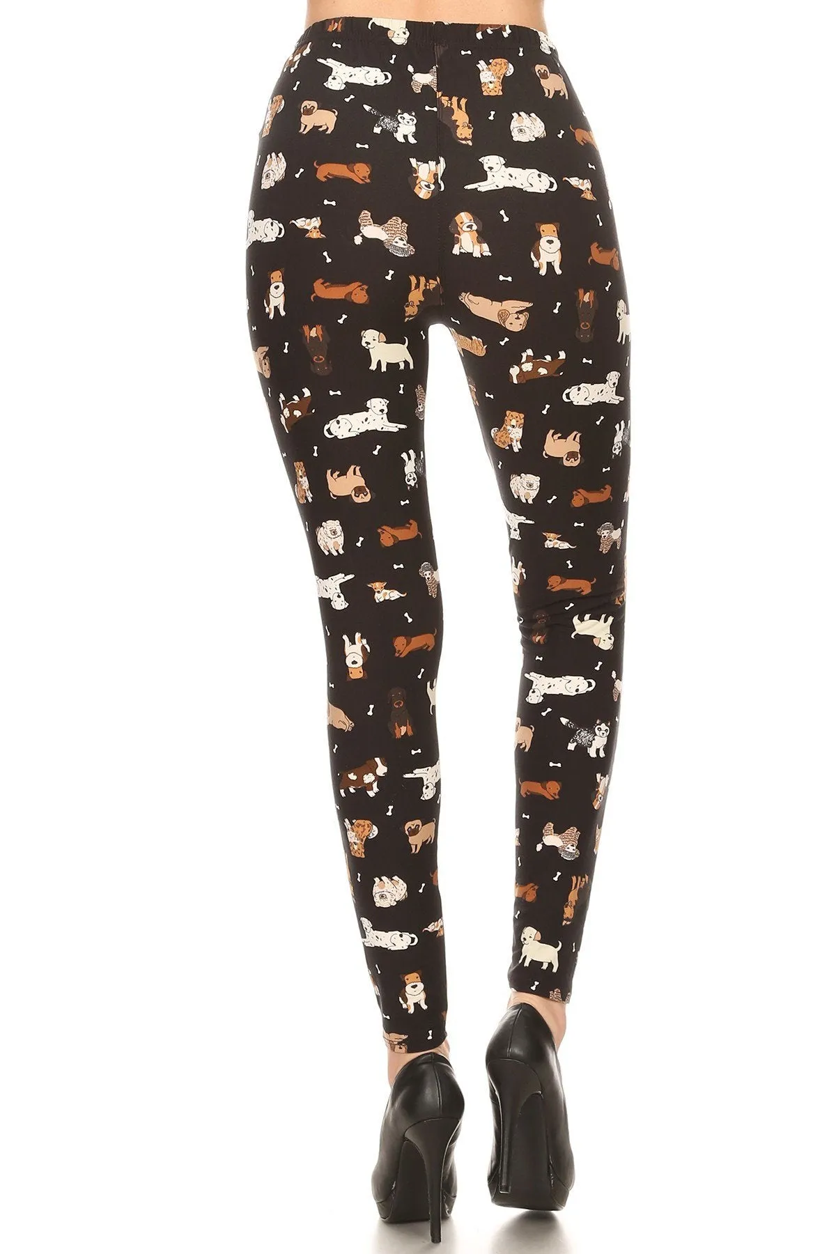 Women's 3 X 5X Cute Puppy Dog Pattern Printed Leggings