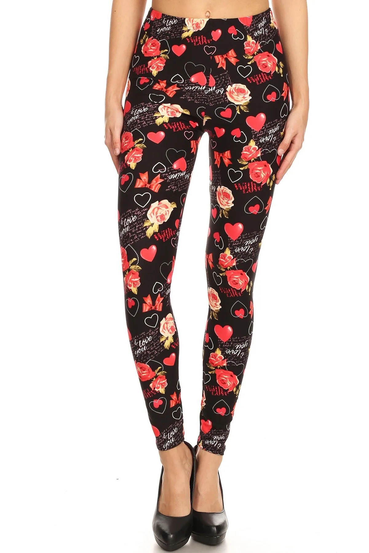 Women's 3X 5X Valentine Theme Pattern Printed Leggings