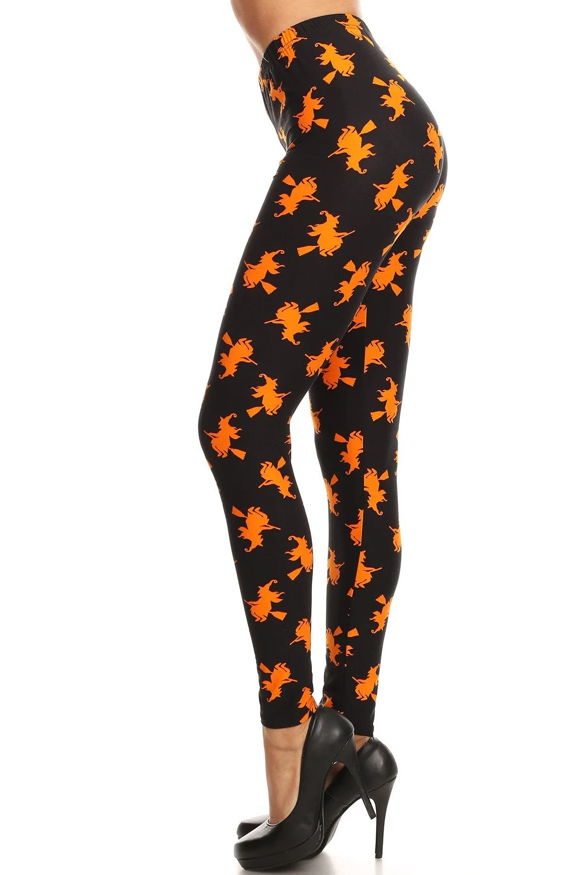 Women's Plus Halloween Witch Pattern Printed Leggings