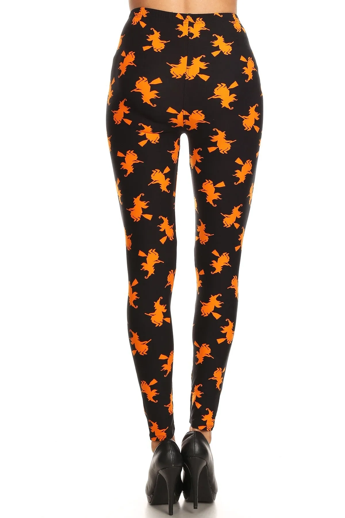 Women's Plus Halloween Witch Pattern Printed Leggings