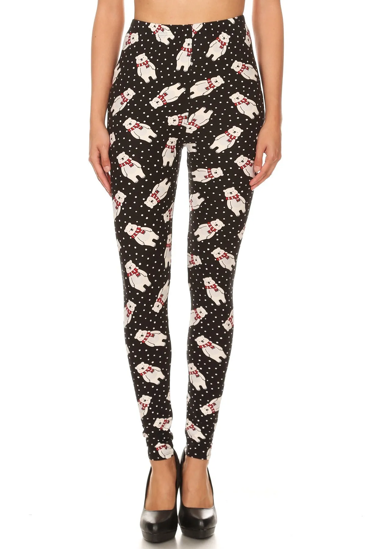 Women's Plus Polar Bear Snow Pattern Printed Leggings