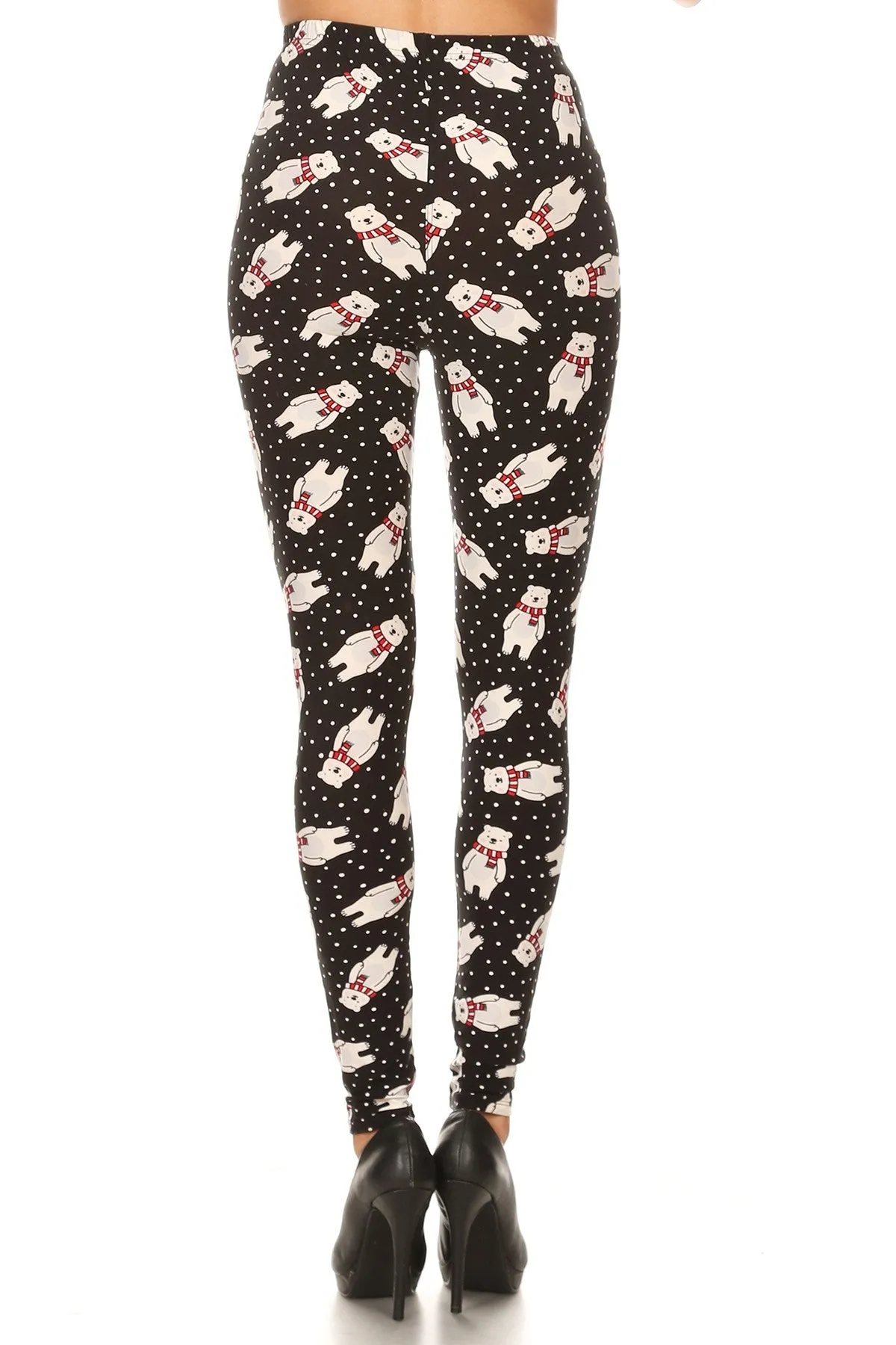 Women's Plus Polar Bear Snow Pattern Printed Leggings