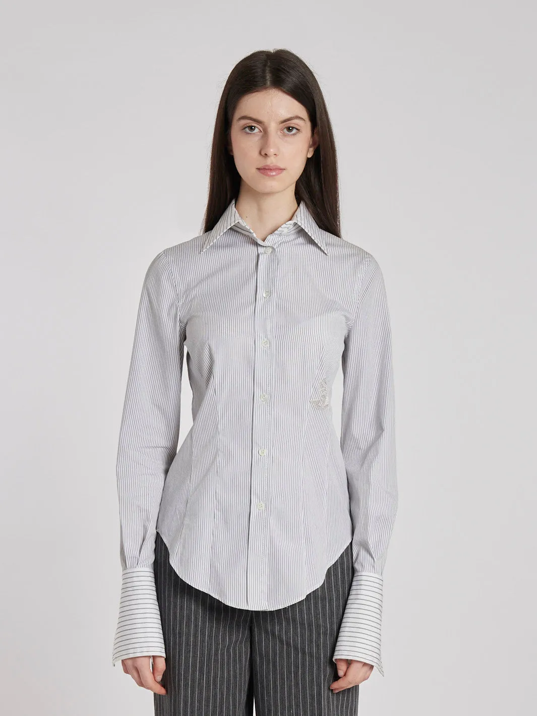 Y2K Gianfranco Ferré striped blouse with bell-shaped sleeves